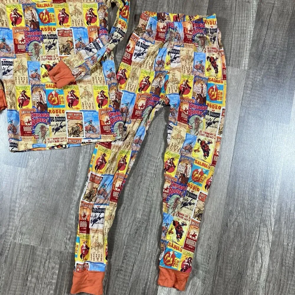 Rodeo Cowboy Bamboo Pajamas 3T 2 Piece Long Sleeve All Over Print Unisex